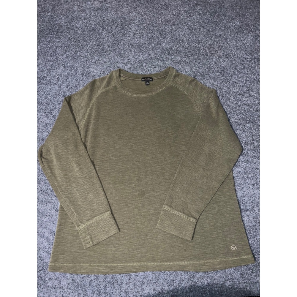 Banana Republic Mens XL Olive Green Long Sleeve Crewneck Cotton Blend Shirt